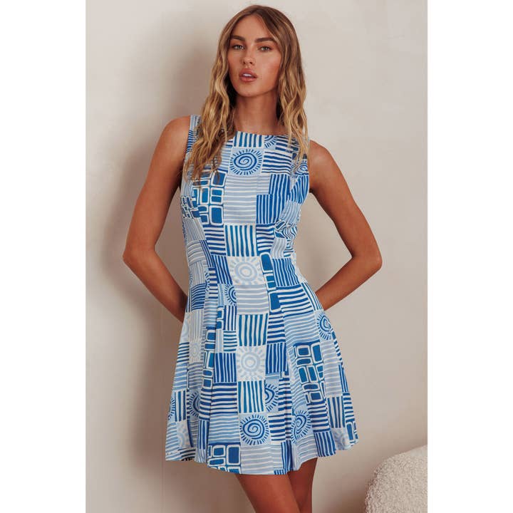 VESTIDO MINI COM ESTAMPA DE ARTE MOSAICO por atacado de One and Only Collective