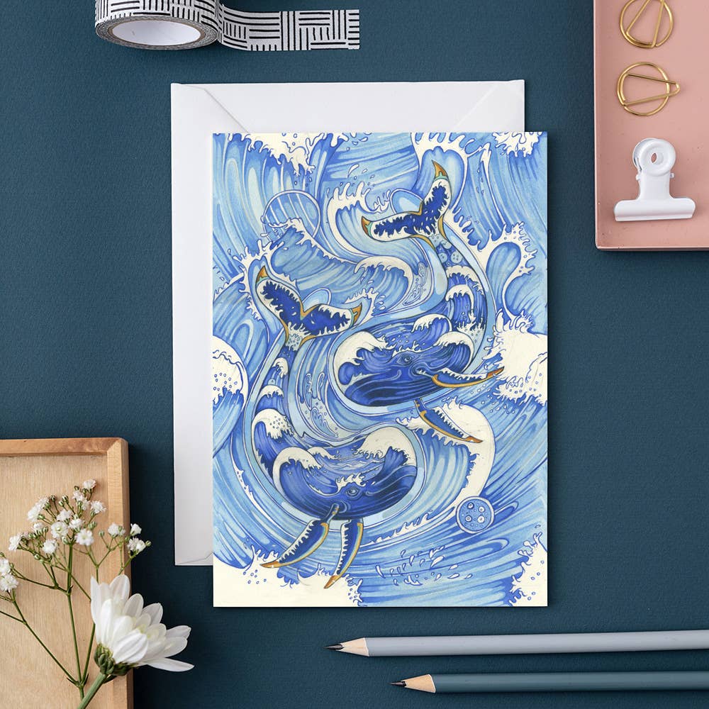 The DM Collection ( We cover US import Duties) - Wholesale Everyday Greeting Card - Whales repeat Pattern - Card0