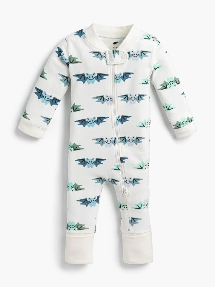 Pijama de una pieza para bebé de Halloween_Murciélagos espeluznantes para venta al por mayor de Monica + Andy