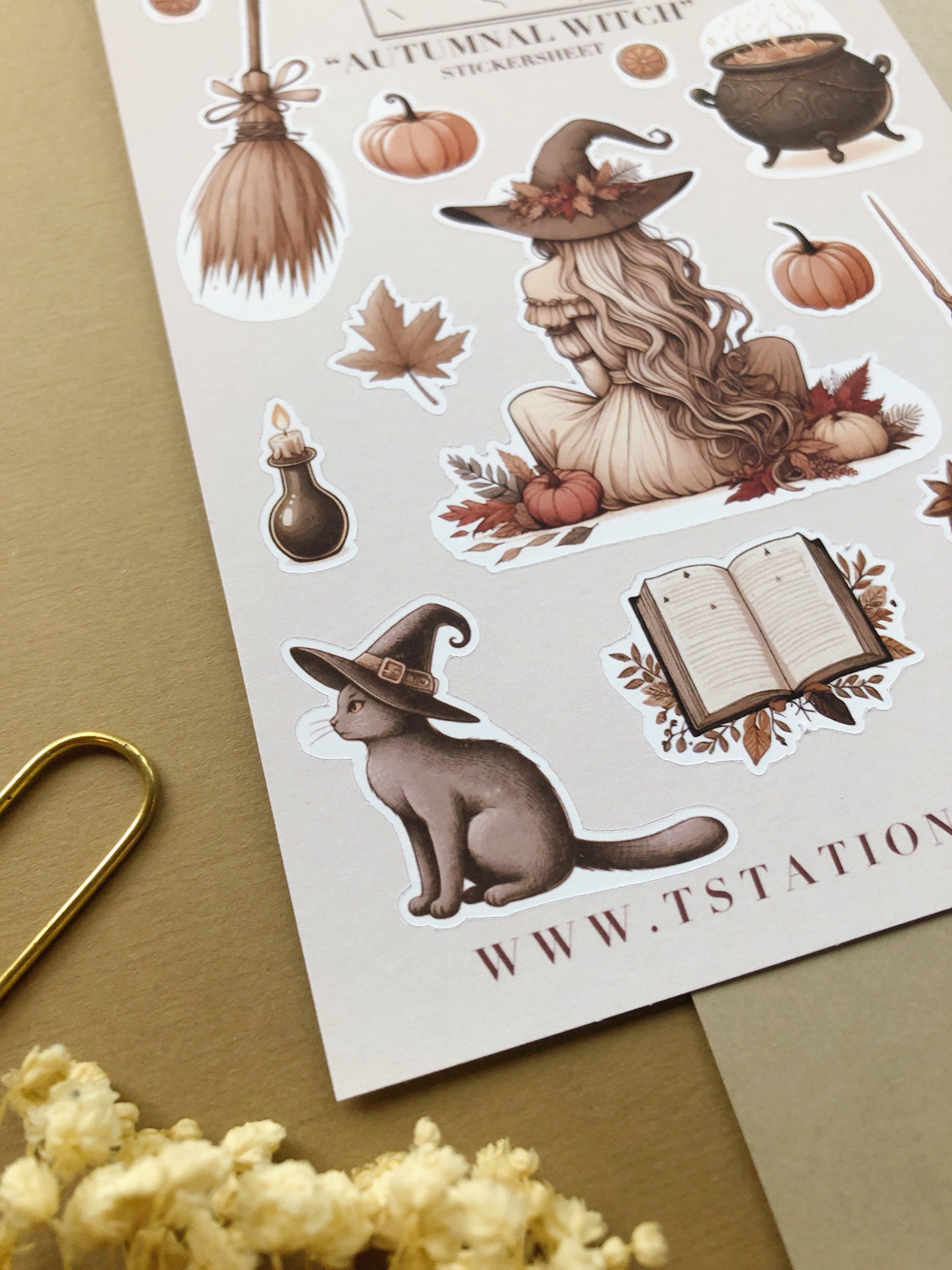 T's Stationery - Wholesale Sticker - "Autumnal Witch" Sticker Sheet2