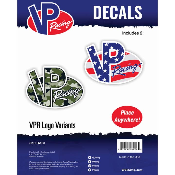VP Racing Fuels Flag/Camo Logos Car Sticker Decal for wholesale by Decalcomania