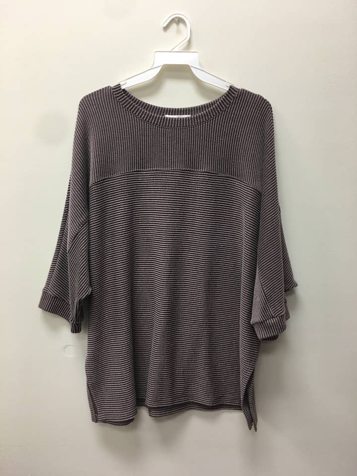 ROUND NECK RIBBED L/S TOP for wholesale by Tres Bien, Inc