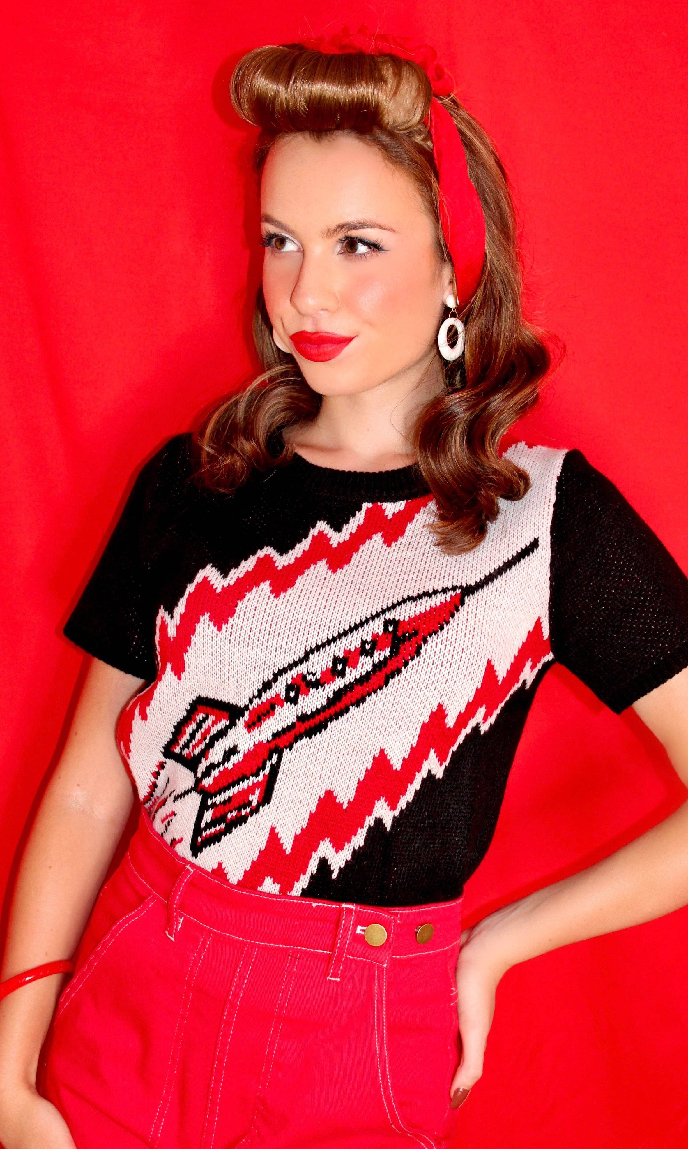 Astro Bettie - Venta al por mayor Jersey de punto - Mujer - Sudadera To the Moon Rocket en negro1
