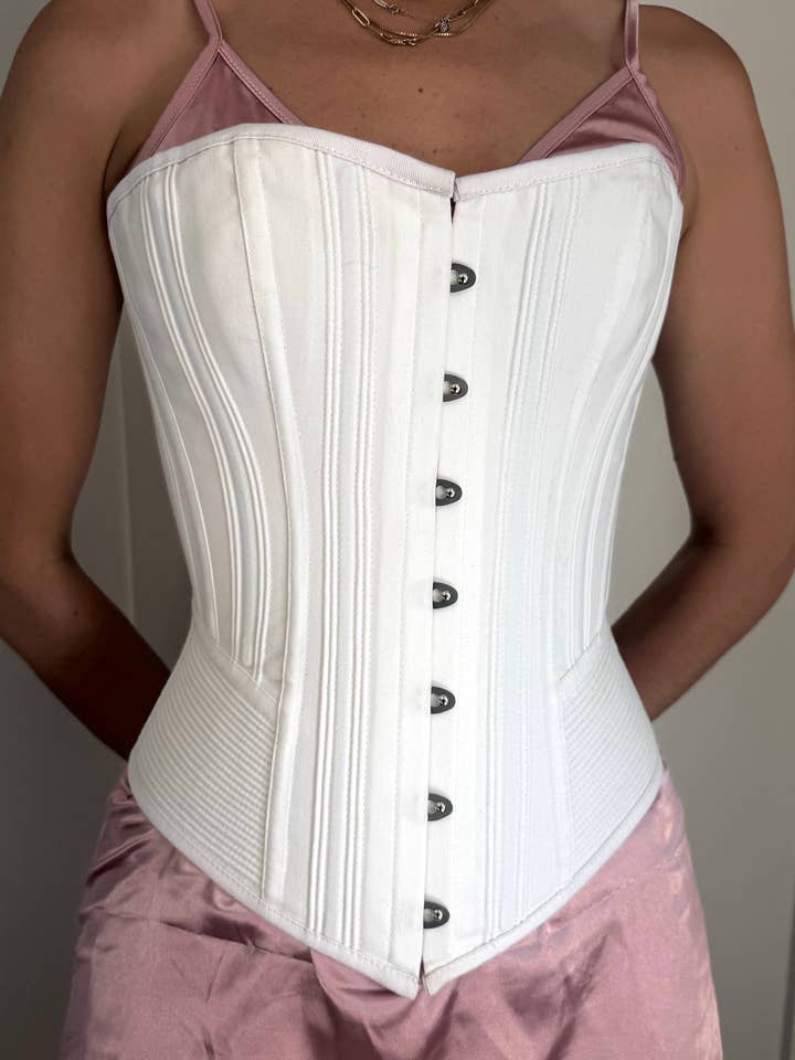 Steel Boned Corset Victorian 100% cotton Bridal couture for wholesale by Cinch and Charm