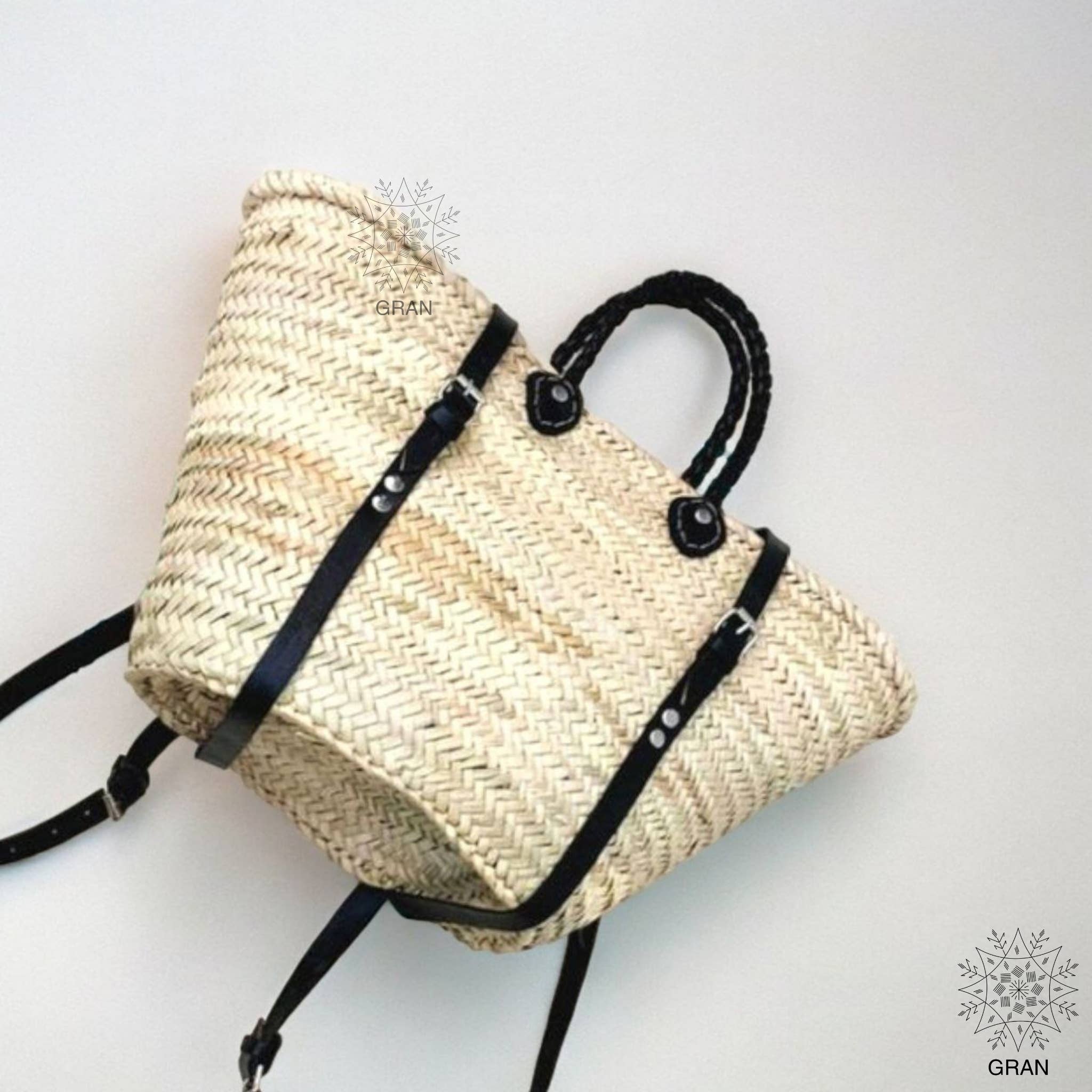 Gran Wholesale - Wholesale Backpack - Women's - French Market Basket Bag - Backpack with Leather Strap.3