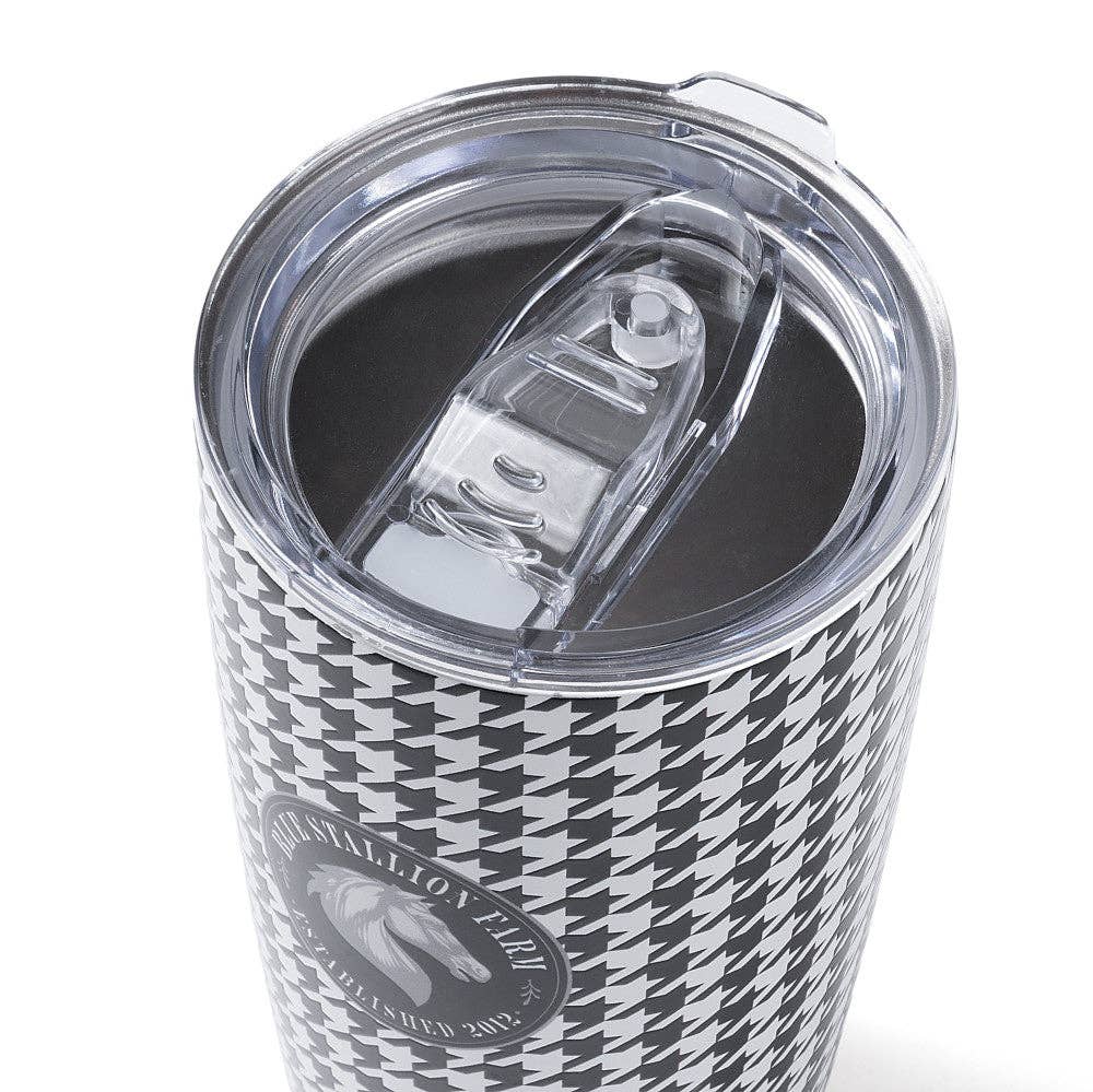 Blue Stallion Farm - Wholesale Insulated Mug/Tumbler - BLACK & WHITE HOUNDSTOOTH TUMBLER 18 OZ1