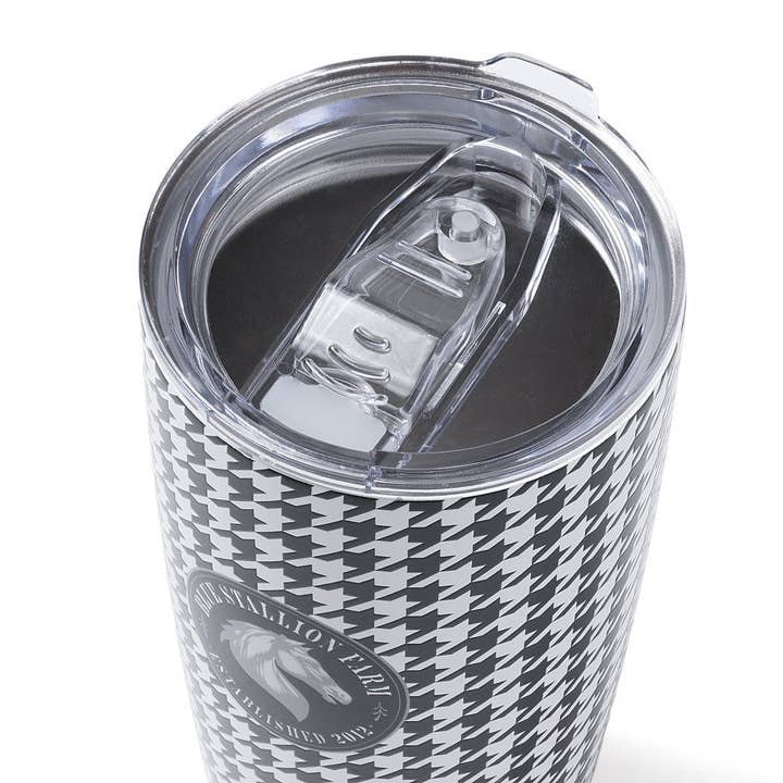 Blue Stallion Farm - Wholesale Insulated Mug/Tumbler - BLACK & WHITE HOUNDSTOOTH TUMBLER 18 OZ1