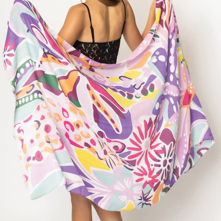 Fashion City - Wholesale Scarf - Women's - Tropical Floral Print Scarf