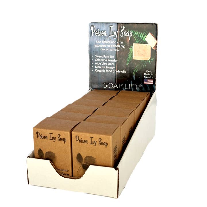 Poison Ivy Folding Display Box w/ 12 Soaps & Mini Soap Lift for wholesale by Soap Lift
