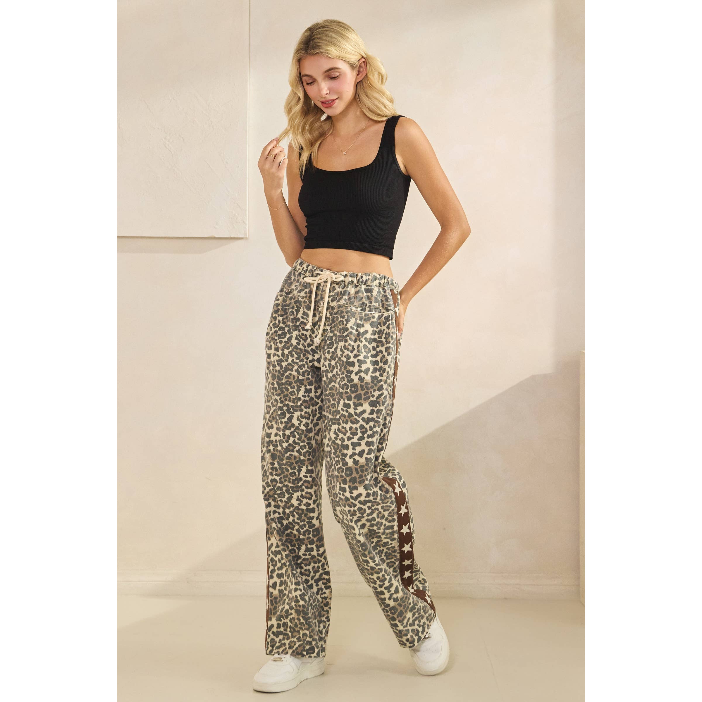 Veveret – wholesale Pants – Women's – Leopard Printed Striped Wide Legged Pants41