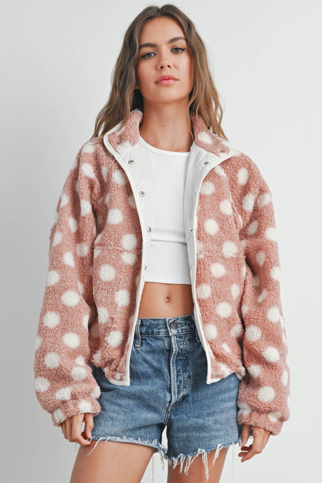 BUTTERMELON - Wholesale Jacket - Women's - Fall/Winter Polka Dot Button Down Jacket - BMJ74204