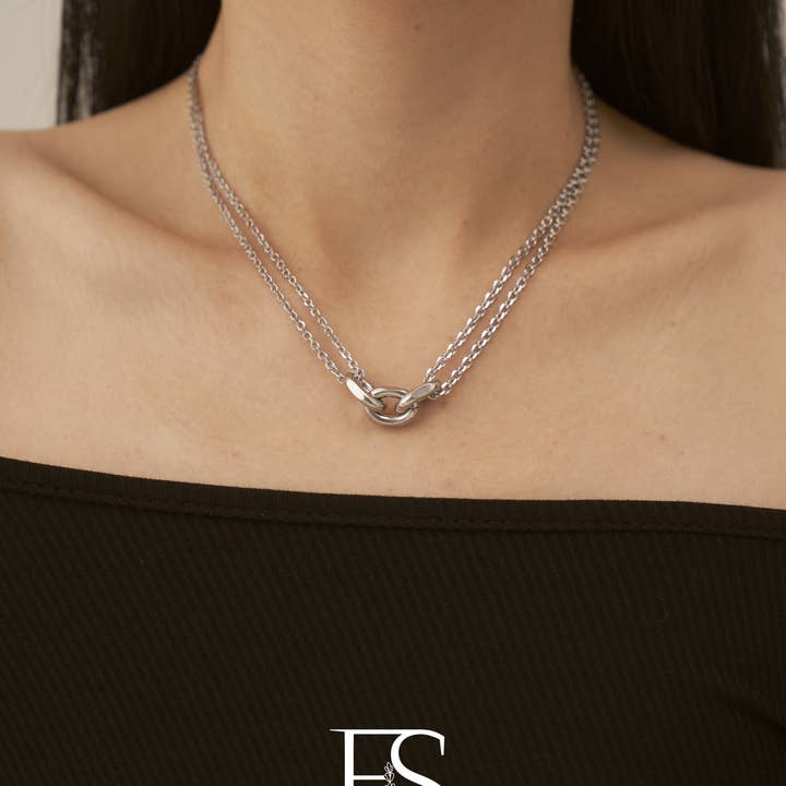 Furano Studio - Wholesale Link & Chain Necklace - Silver Double Layer Snake Chain Necklace1