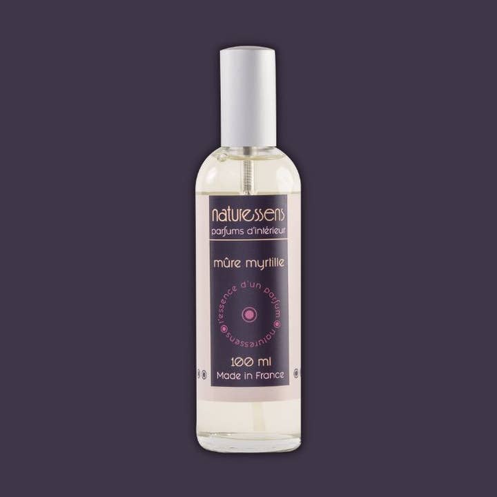 Spray parfum d'ambiance mûre myrtille ALPES COLLECTION pour la vente par NATURESSENS