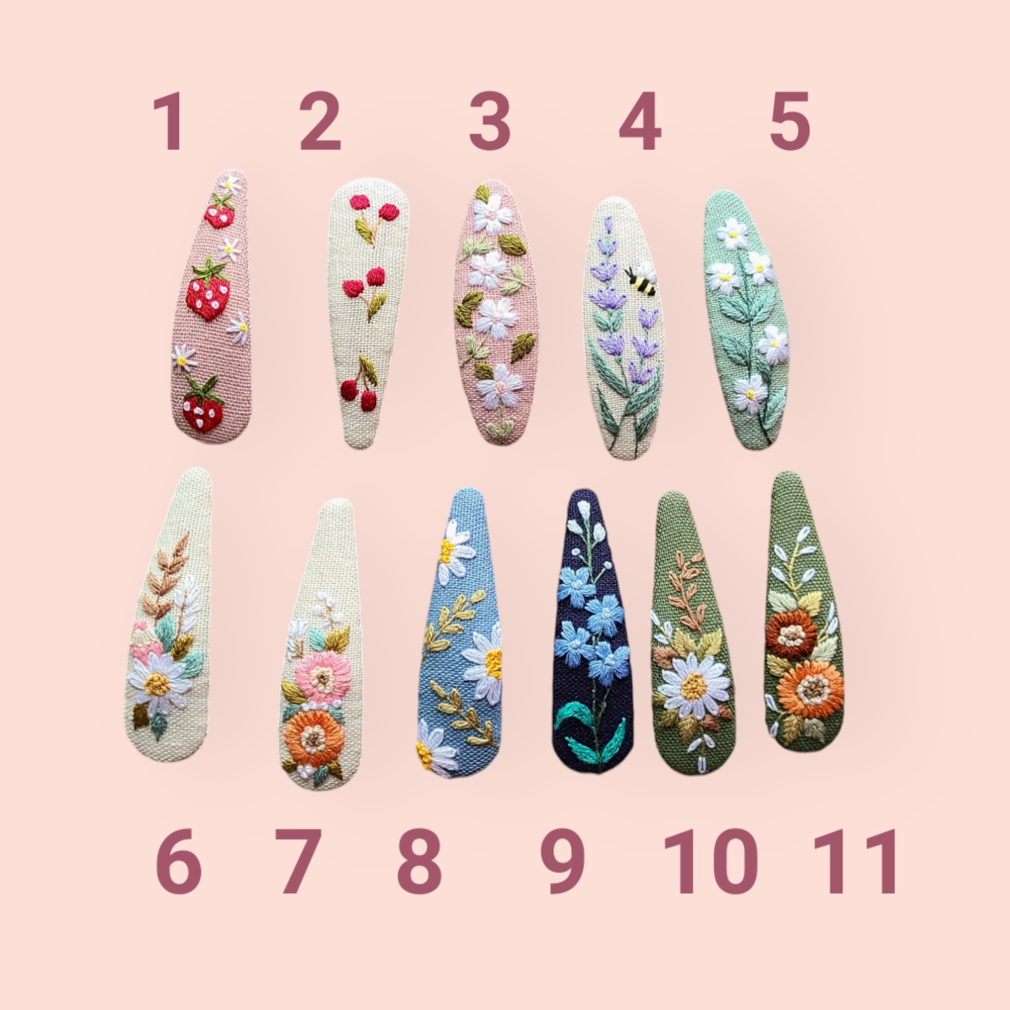 Olala Mia - Wholesale Hair Clip - Women's - Hand embroidered hairclip , floral hair clips 0