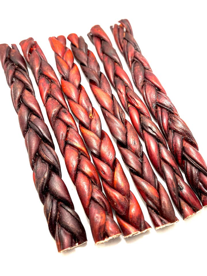 Braided Beef Collagen Stick - Brown - Liver Glazed - 12" for wholesale by Dibo Pet Foods