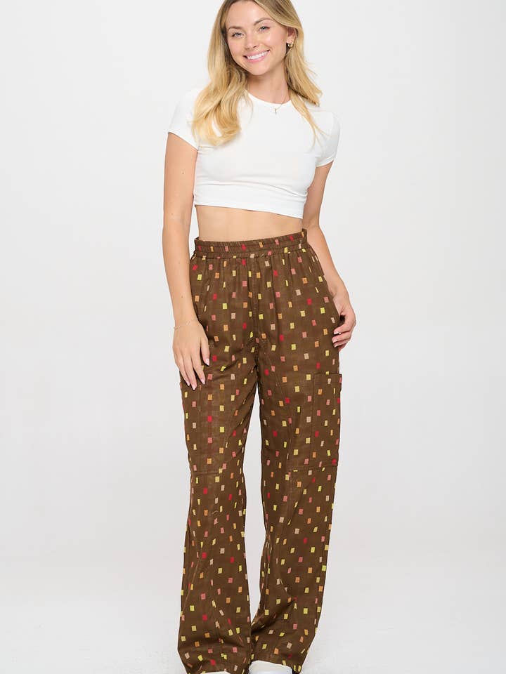 BAUMWOLLHOSE MIT QUADRATISCHEM TUPFENMUSTER für den Großhandel von SM WARDROBE