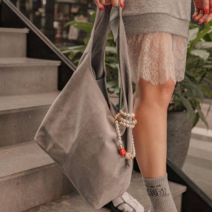 Bolso de ante "Terni", gris para venta al por mayor de LaTalia