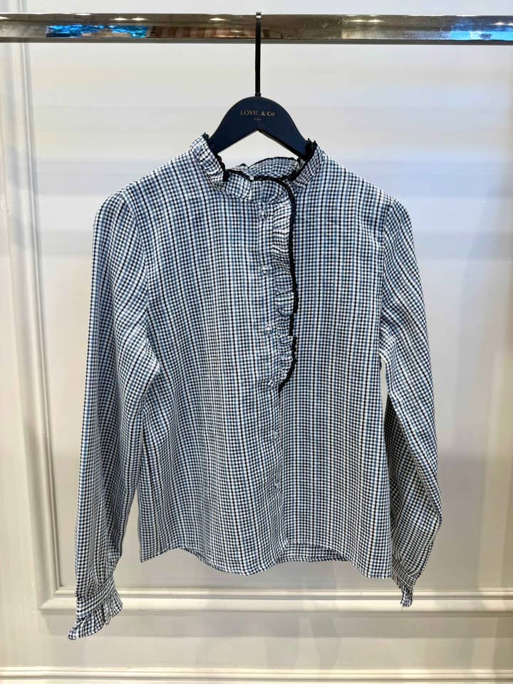 LOVIE & CO - Wholesale Blouse - Women's - Ruffled high-neck plaid blouse - 4902T-GUSTAV6