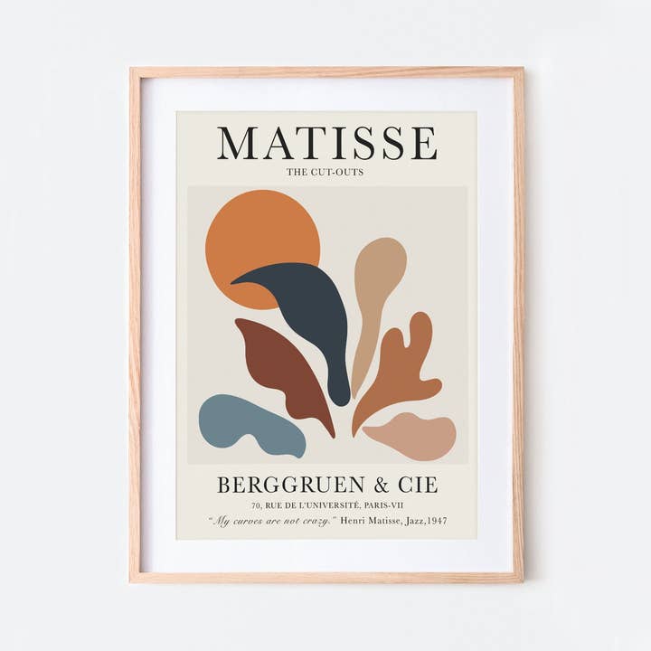 Sugar & Canvas - Wholesale Art Print - Henri Matisse Cut-Outs Vintage Exhibition Poster Art Print | Botanical Plants Leaves, Berggruen Cie, Boho Wall Decor, Papiers Decoupes #M07