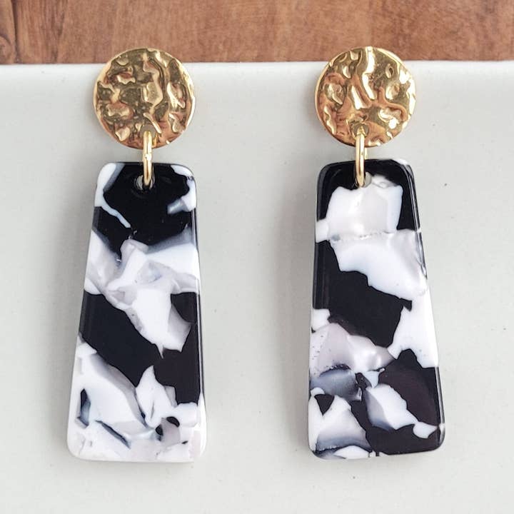 Mia Mini Earrings - Black & White // Jewelry, Earrings, Fall for wholesale by Spiffy & Splendid