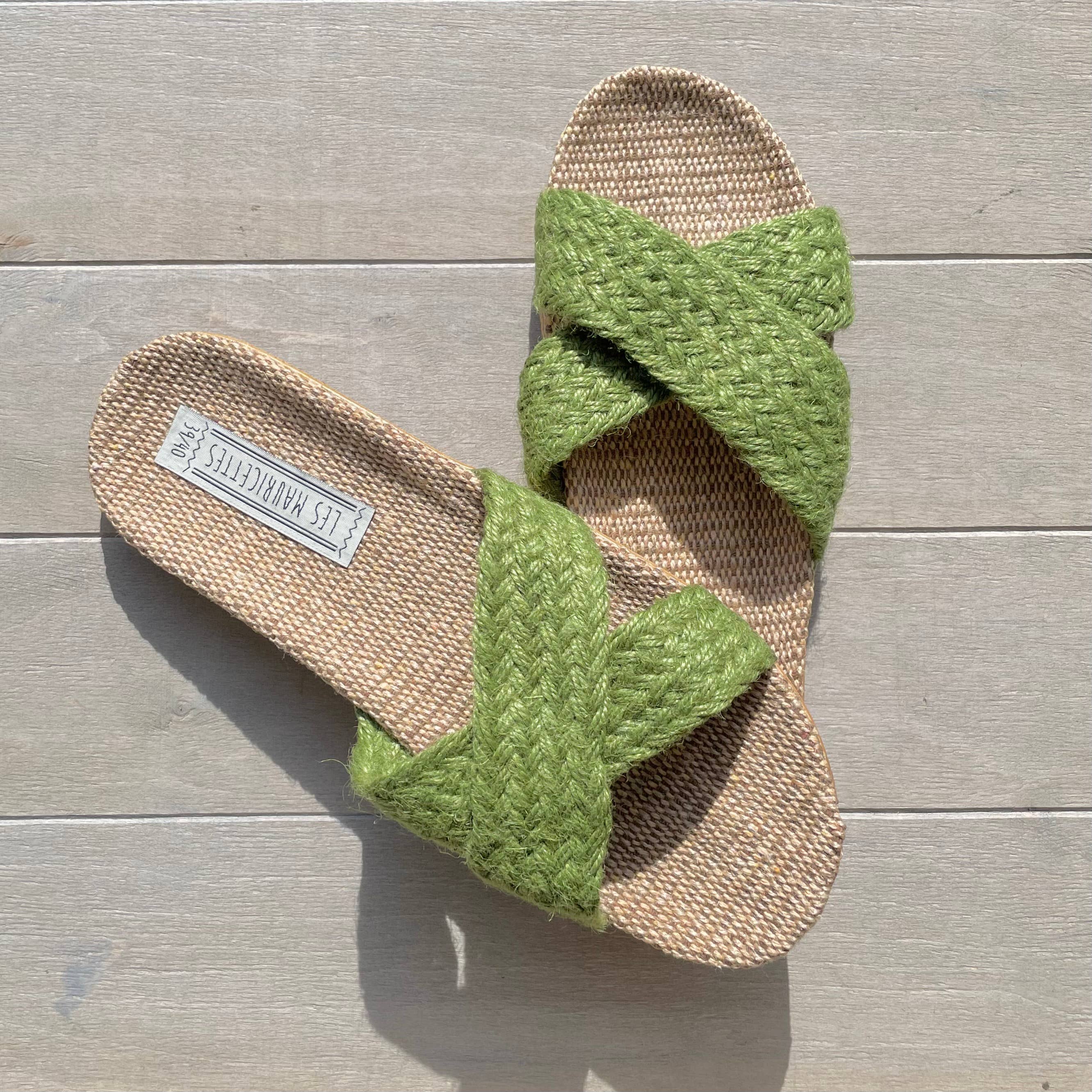 LES MAURICETTES - Vendita all'ingrosso Sandali - Donna - LES MAURICETTES ciabatte verdi in corda intrecciata per l’estate4