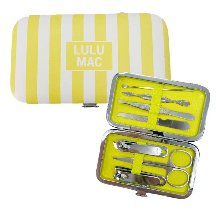 MCST- Yellow Stripe Darby Manicure Set for wholesale by Girlie Girl Originals