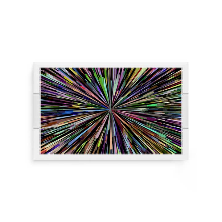 Vassoio Decorativo Rettangolare in Acrilico Nero con Fuochi d'Artificio per la vendita all'ingrosso da parte di Nicolette Mayer Collection