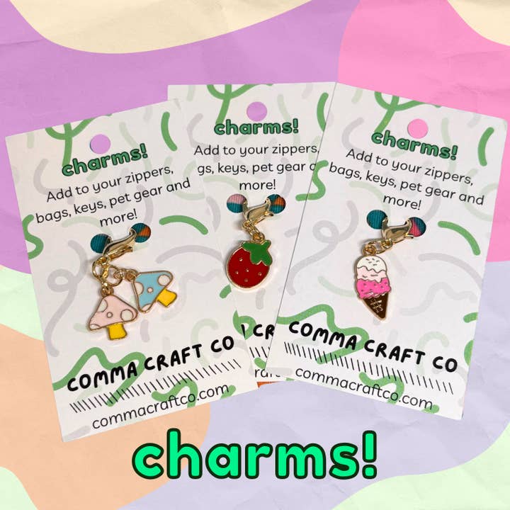 Charms Enamel Flair Zipper Pulls Trendy Individual Hopecore for wholesale by Comma Craft Co