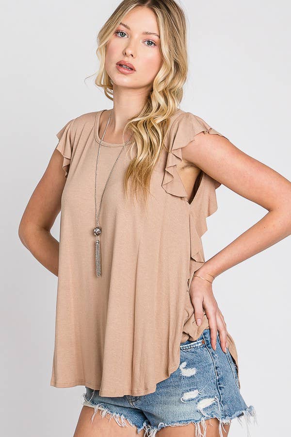 JADE BY JANE - Wholesale Tunic - Women's - Sleeveless Ruffle Top - KRT103727