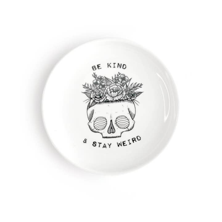Electric Little Things - Wholesale Jewelry Dish - Be Kind and Stay Weird Skull Trinket Tray, jewelry dish
