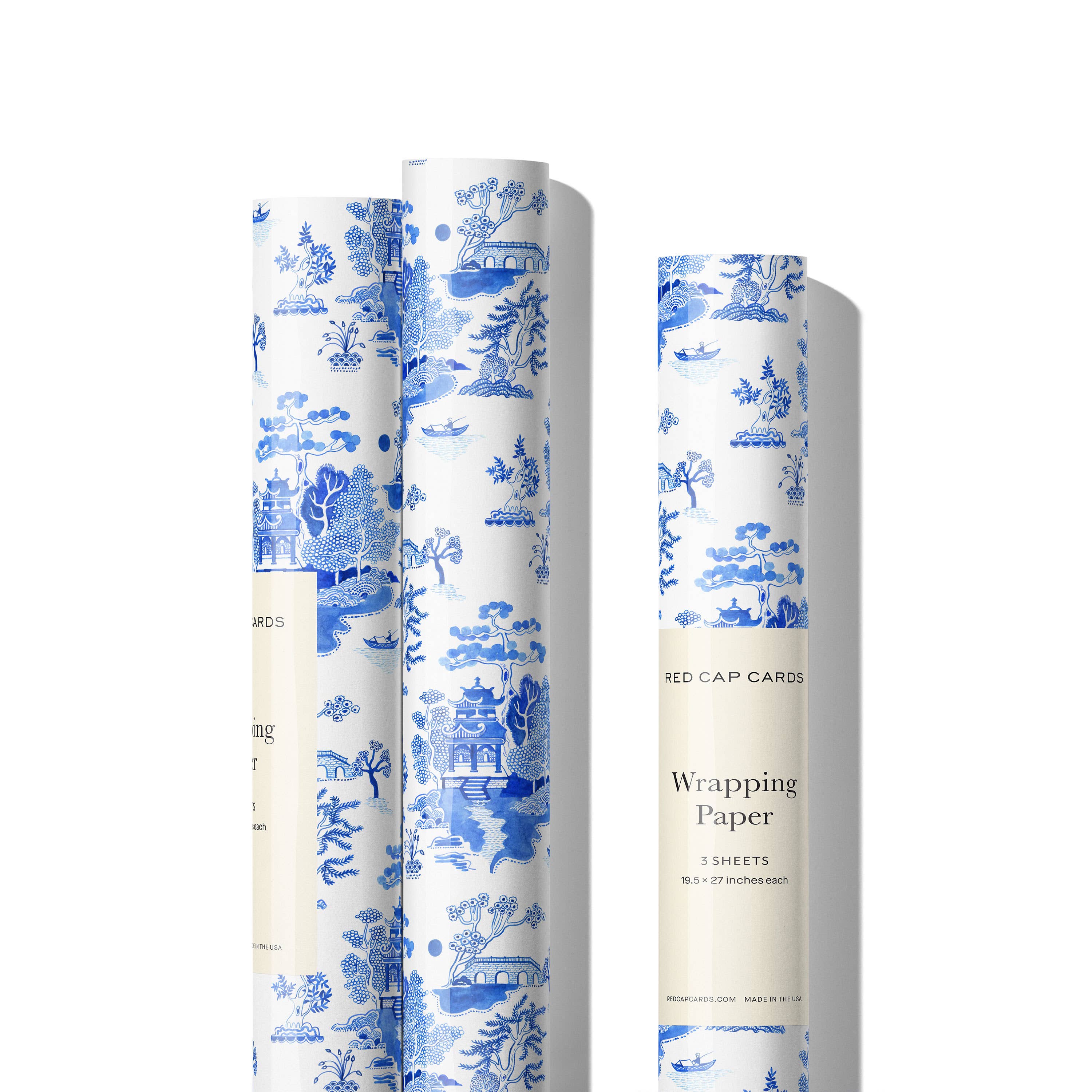 Red Cap Cards - Wholesale Flat Wrap - Blue Chinoiserie wrapping paper0