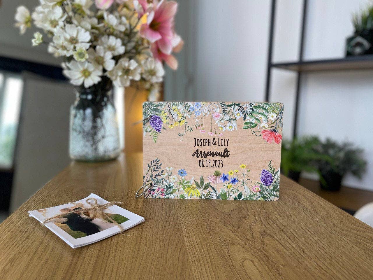 Cherish Deal - Venta al por mayor Libro de visitas - Álbum de Boda de Madera Floral – Libro de Recuerdos de Invitados Personalizado0