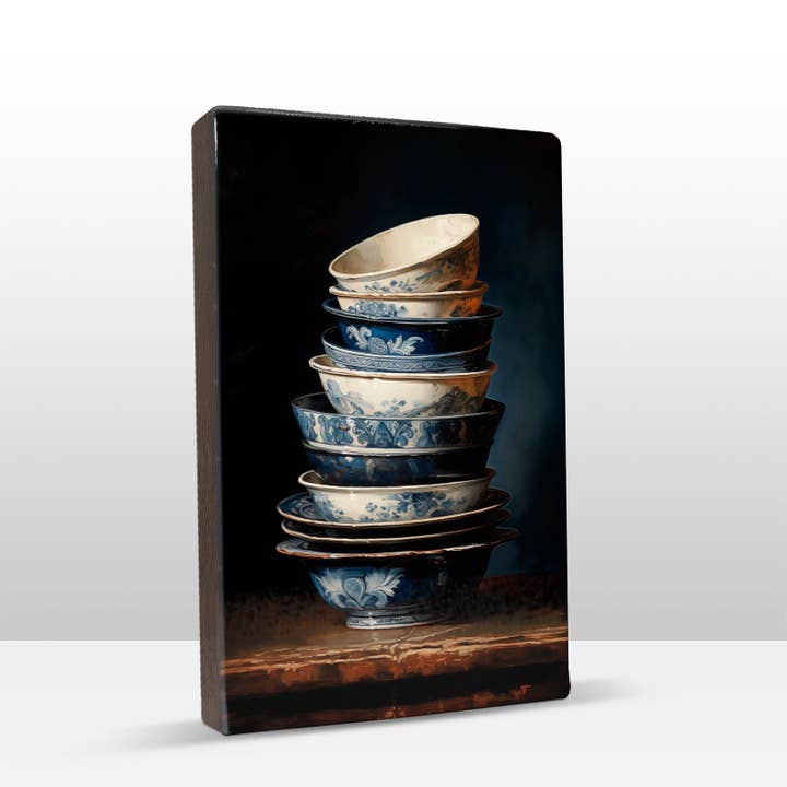 Laqueprint - Wholesale Art Print - Stack of Delft blue bowls 2