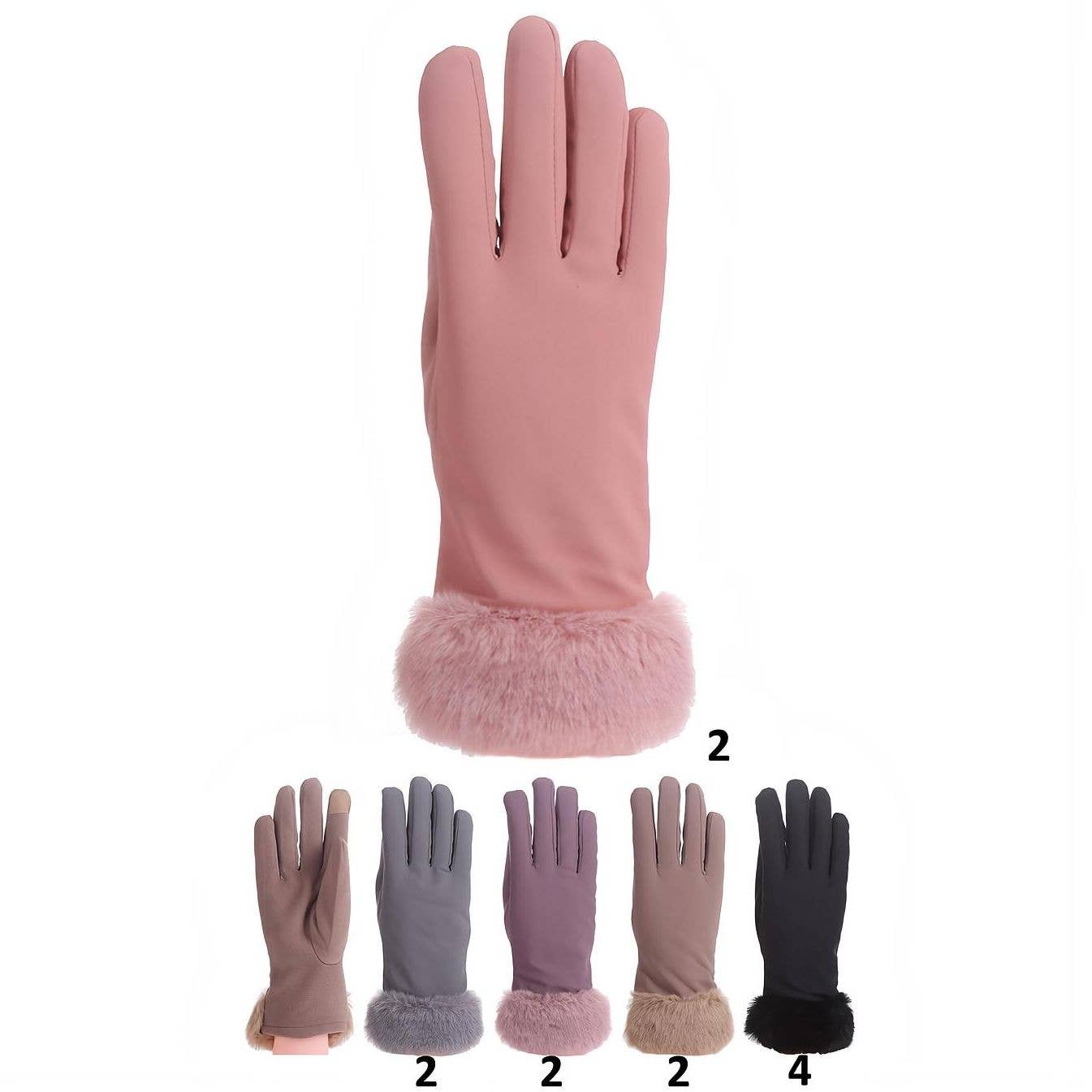 Diacly - Wholesale Gloves - Women's - 12pk Pastel Color Wrist Fur Women Gloves1