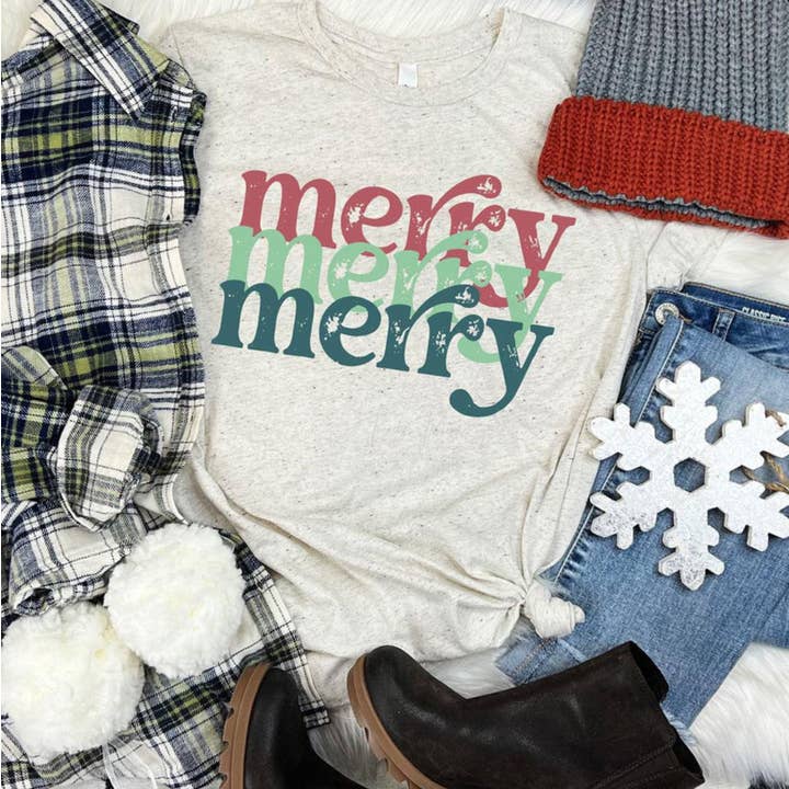 Merry Merry Merry Graphic Tee for wholesale by 85th Avenue Shop