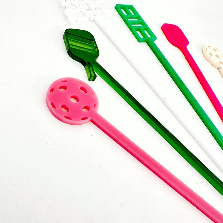 Lucky Lemon Paper Co. - Wholesale Drink Stirrer - Pickleball Stir Stick Set - Pink