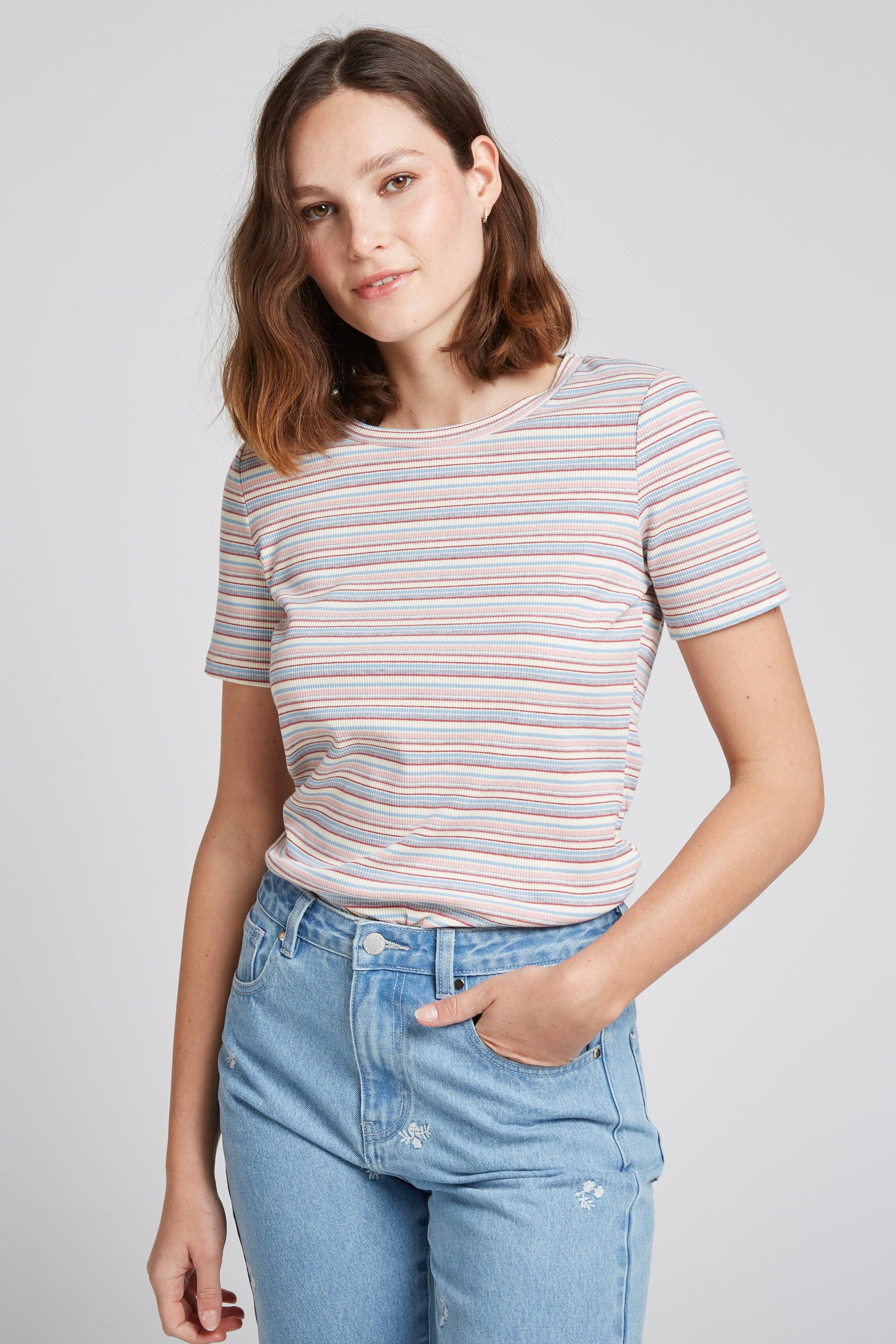 Andy & Lucy - Wholesale T-Shirt - Women's - THEO - Pastel striped T-shirt