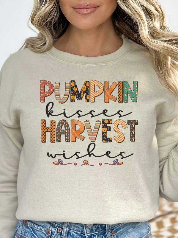 Fall Clothing Pumpkin Kisses Harvest Wishes 352222 for wholesale by Cali Boutique Wholesale