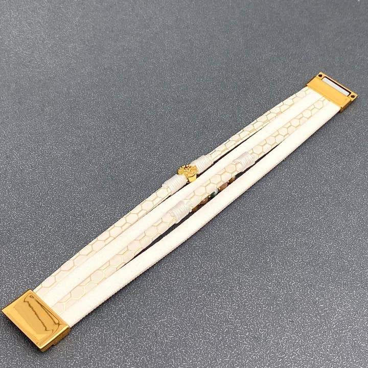 Mio Queena - Wholesale Bangle Bracelet - Rhinestone & Resin & Leather Multi-Layer Boho Bracelet - LB4