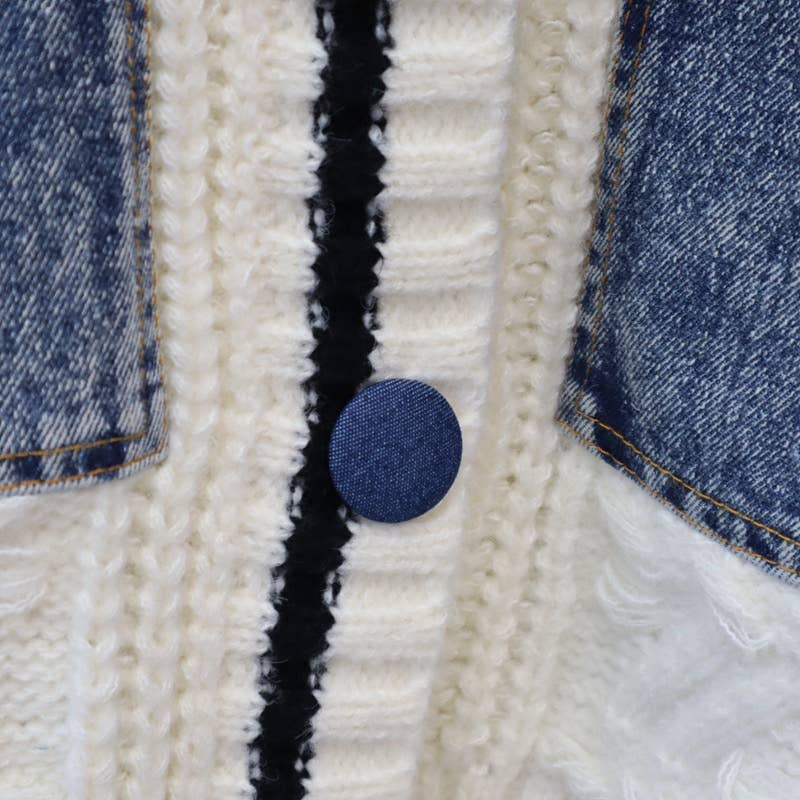 Productseeker - Wholesale Cardigan - Women's - JP26 2025 Autumn Denim Patchwork Knit Cardigan Jacket2