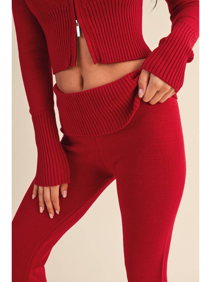 KIMBERLY C - Wholesale Pants - Women's - Foldover Flare Knit Sweater Pants4