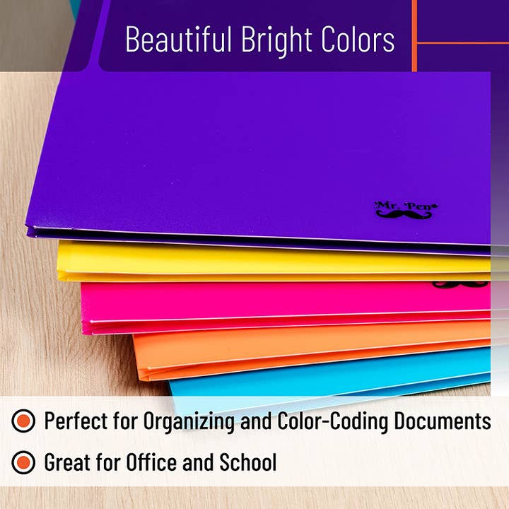 Mr. Pen - Wholesale Folders - Mr. Pen 5-Pack Plastic Folders with Pockets3