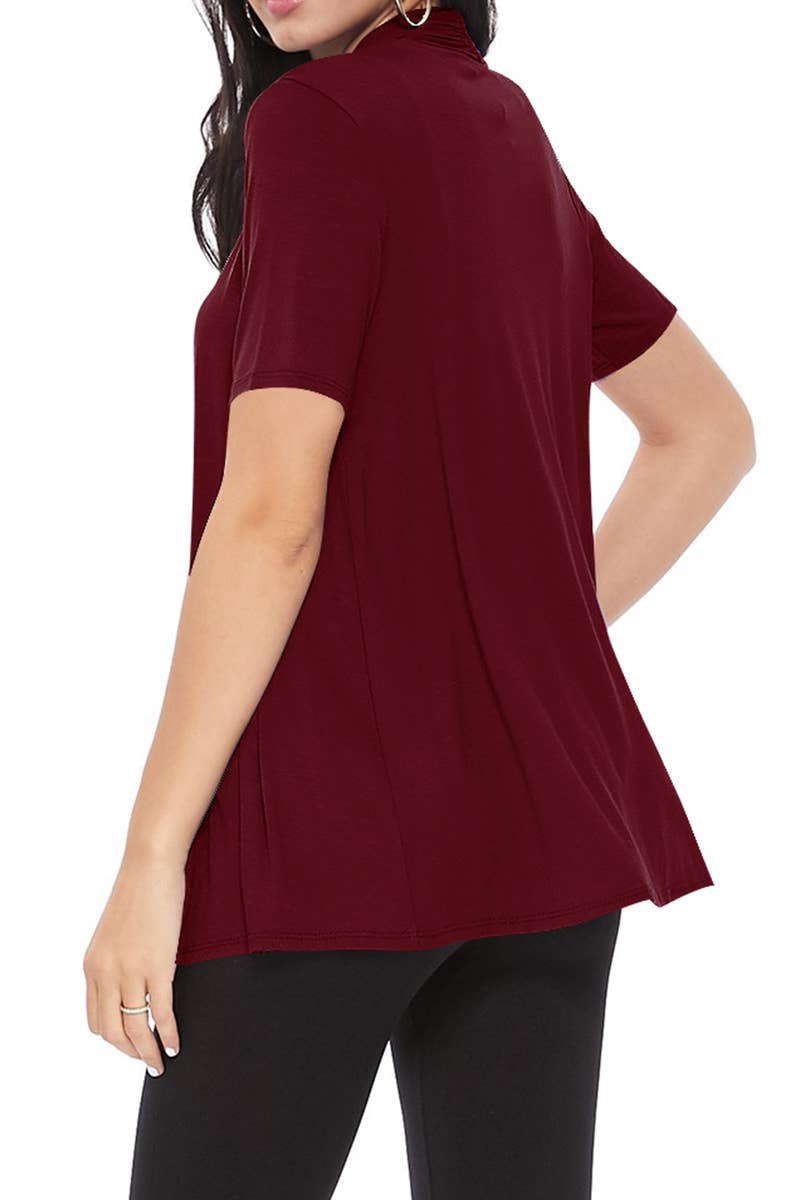 MOA COLLECTION - Wholesale Cardigan - Women's - Women's Casual Short Sleeve Draped Open Front Solid Cardigan10