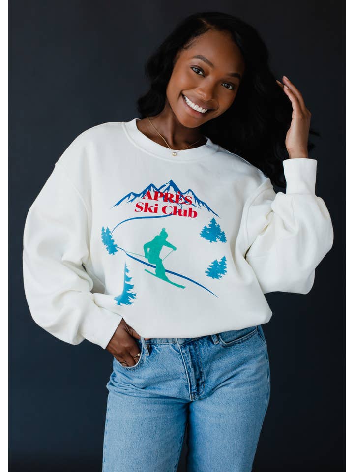 Panache Apparel Co. - Wholesale Sweatshirt - Women's - White Apres Ski Club Sweatshirt