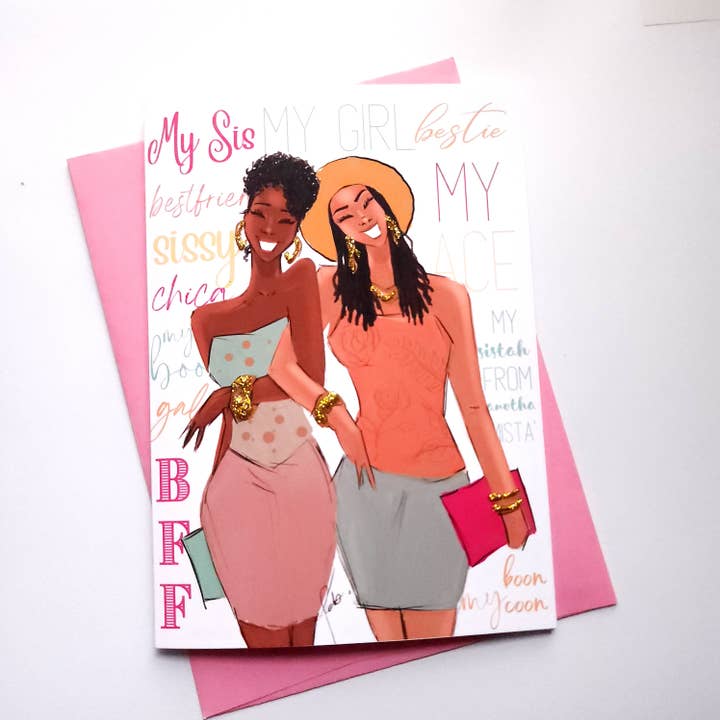The Bestie Birthday Card - Best Friend | Sister | Happy Birt for wholesale by CRWND Illustrations by KDS