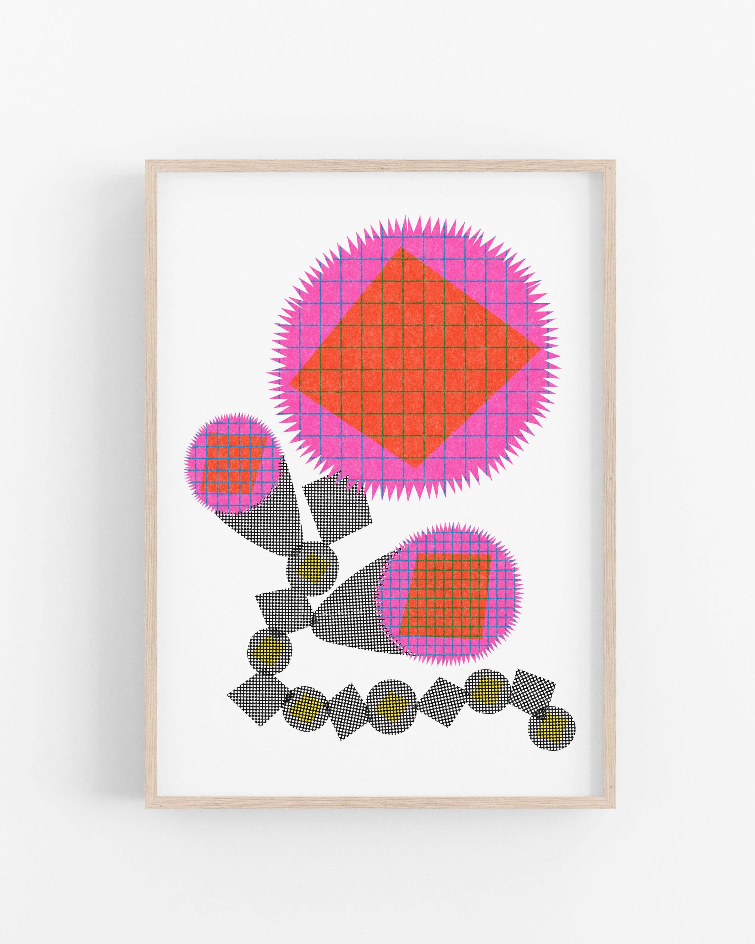 Mezzaluna Studio - Wholesale Art Print - Fuzzy Flowers • Modern Risograph Print