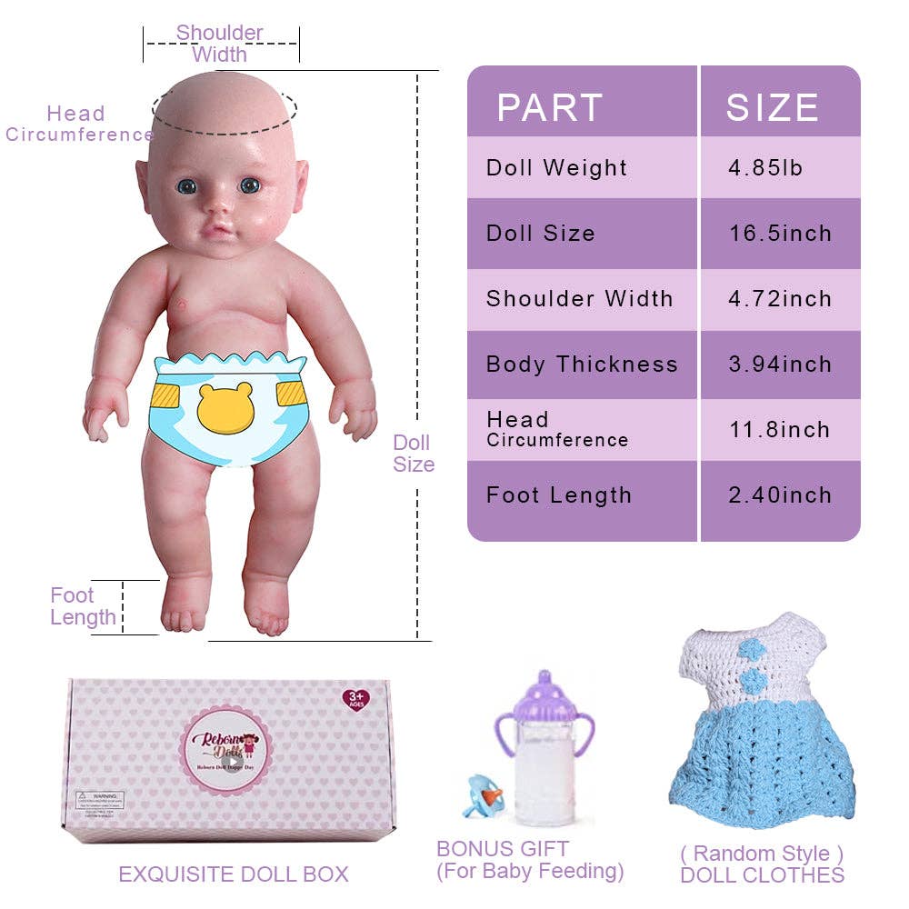 Serendoll - Wholesale Doll - Kids - Serendoll 16.5"/ 42 Cm Full Silicone Reborn Baby Doll,solid3