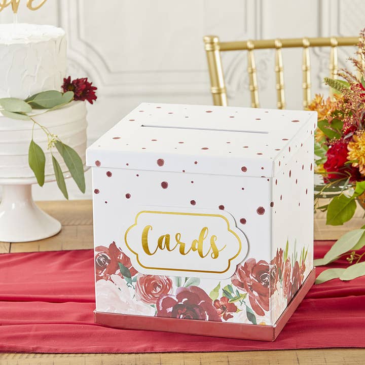 Kate Aspen - Wholesale Party Sign/Banner - Burgundy Blush Floral Collapsible Card Box1