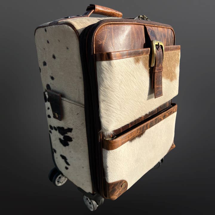 Westrian (Formerly Equipage) - Wholesale Luggage - Leather Cowhide Western Wheeled Carry-On Suitcase