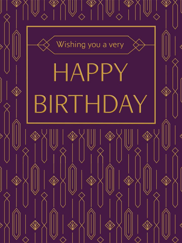 Birthday Card, Birthday, Panel On Aubergine for wholesale by Piccadilly Greetings